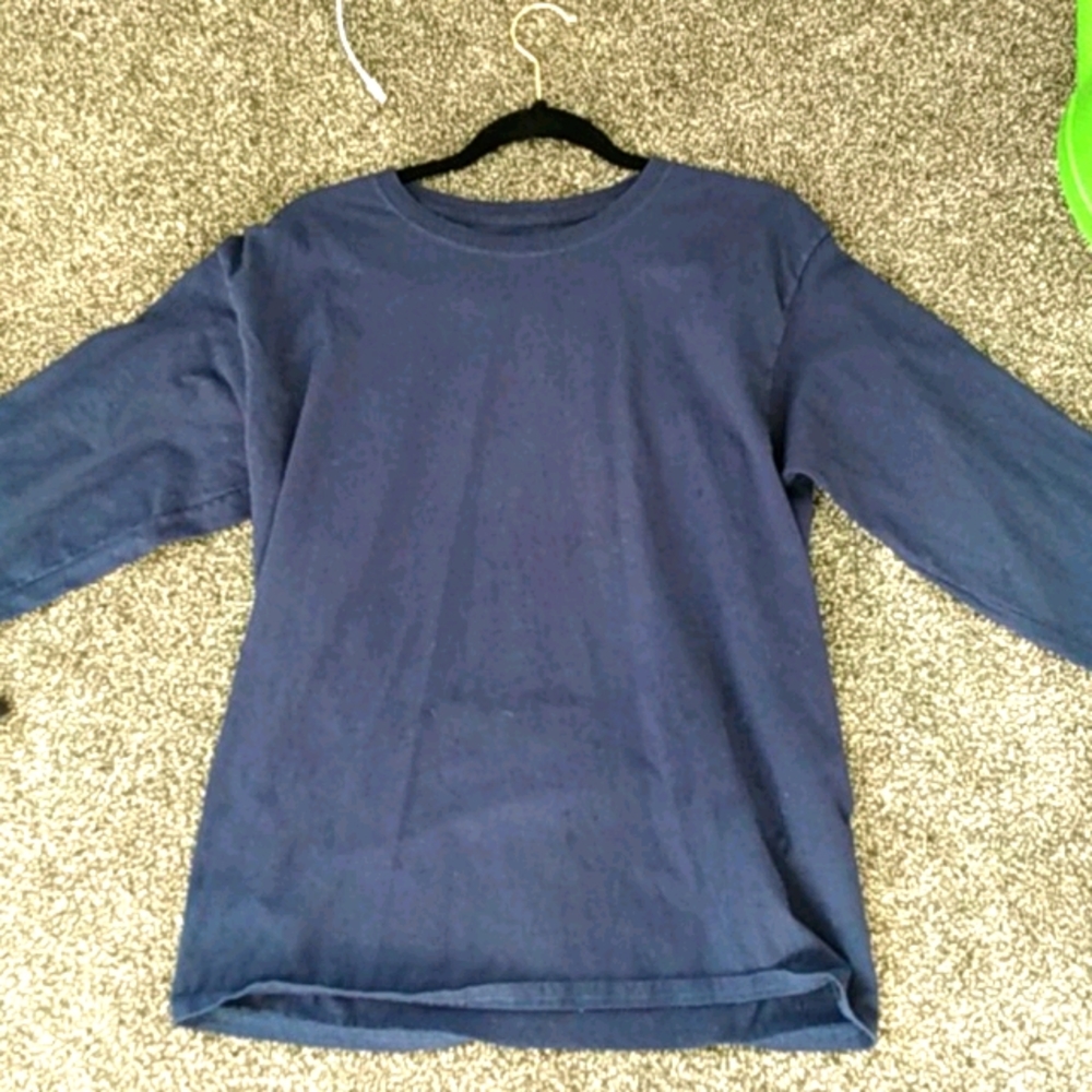 A blue long sleeve shirt
